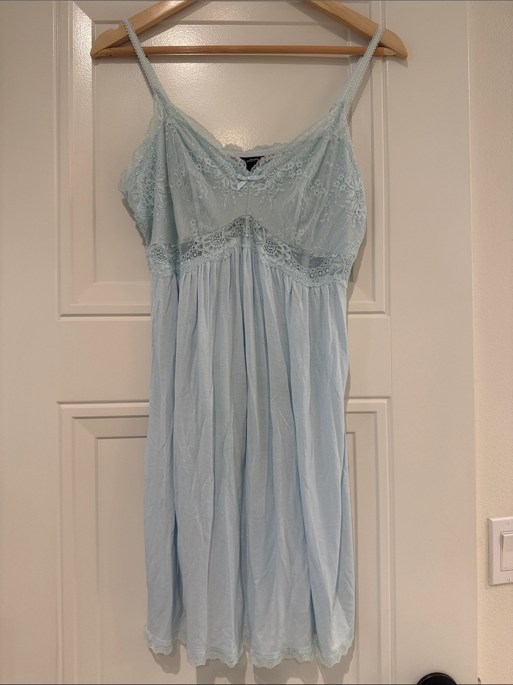 INC International Concepts Light Blue Lace-Trim Chemise